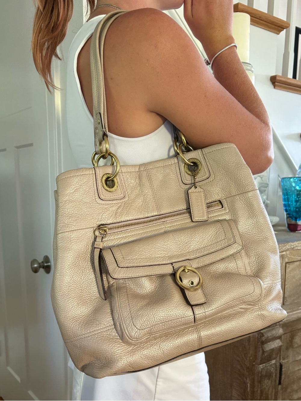 Coach Penelope Shoulder Tote - Champagne Leather
